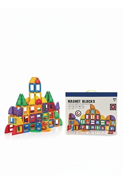 Tıfıl Toys Geometrik Şekilli Manyetik Yapı Blokları - 100 Parça Magnet 3 Boyu...