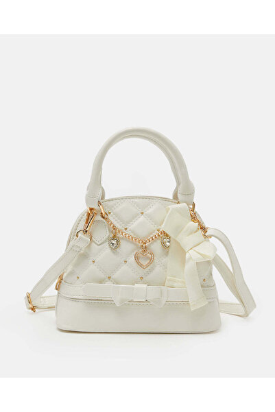 REDTAG حقيبة كروس بودي مزينة باللون الأبيض للبنات