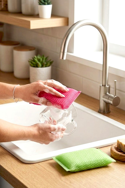 NESS HOME Myclean 3 Pieces Honeycomb Textured Dish Sponge Magic Practical Sponge