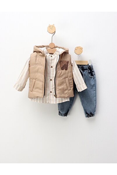 MiniKids Σετ κοστούμι με γιλέκο, West Team, με μπεζ
