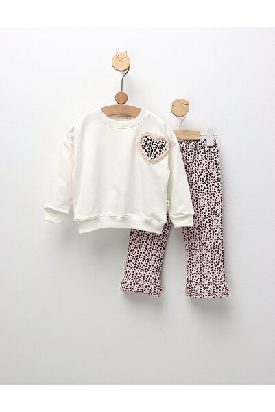 MiniKids Compleu cu print leopard Sophia, alb-roz