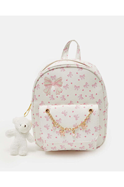 REDTAG Girls White Printed Backpack