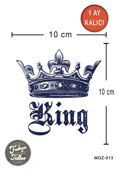 Trakya Tattoo 1 Ay Kalıcı Dövme King Kral Tacı Geçici Dövme