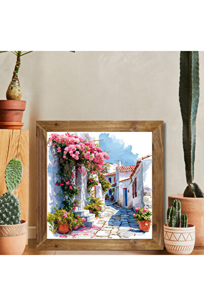 Tuba Decor Ξύλινο Τετράγωνο Πίνακας Ζωγραφικής με Πλαίσιο Ελλάδας