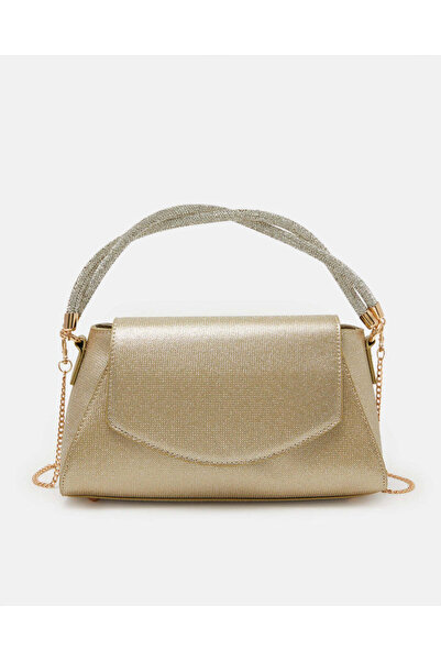 REDTAG Women Gold Embossed PU Crossbody Bag