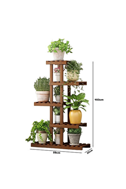 KEKE Balcony Flower Rack Storage in Living Room Multiple Layers Brown103*25*59cm