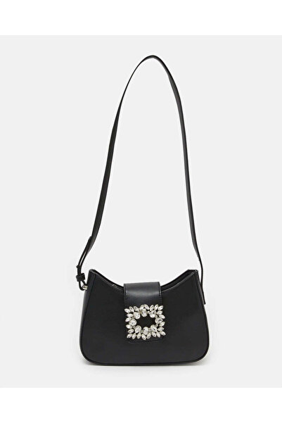 REDTAG حقيبة عابرة للجسم صغيرة سوداء مزينة للنساء