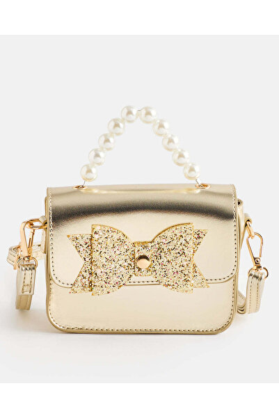 REDTAG Girls Gold Embellished Crossbody Bag