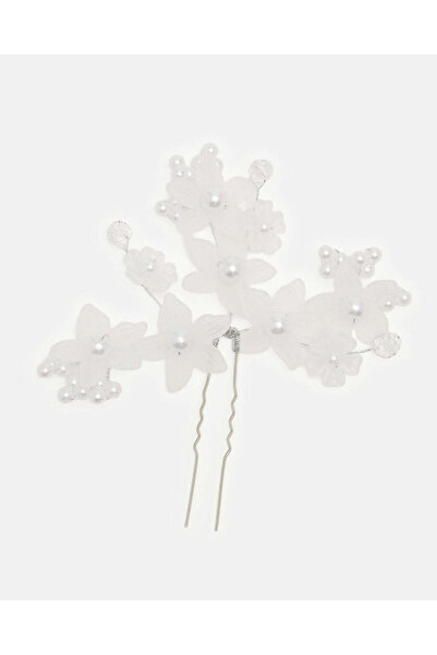 REDTAG مشبك شعر مزين باللونين الفضي والأبيض للبنات