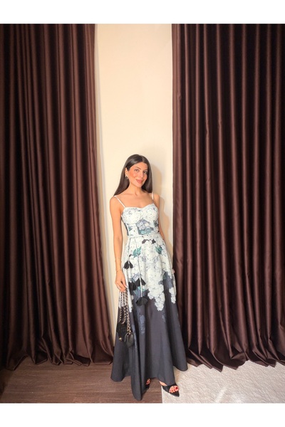 LOISY Women's Çicek Patterned Adjustable Strap Piece Dress