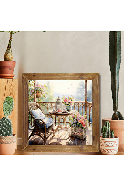 Tuba Decor Tablou pătrat cu ramă din lemn pentru balcon cald