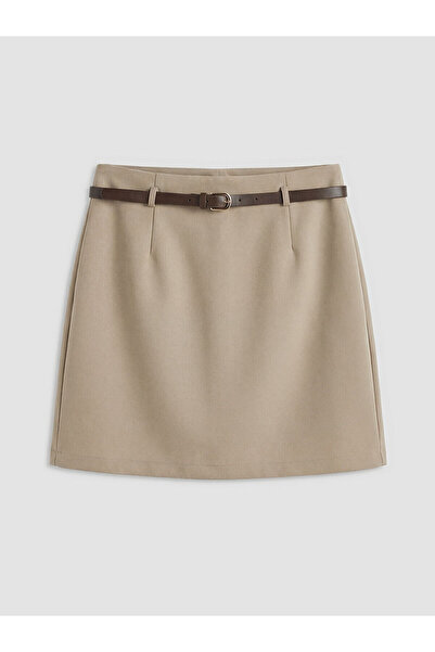 LC Waikiki XSIDE Καφέ Μίνι Φούστα με Ζώνη στη Μέση