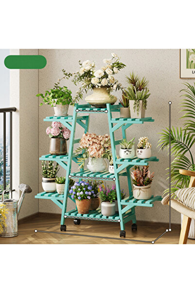 KEKE Balcony Flower Rack Storage in Living Room Multiple Layers Green100*23*87cm