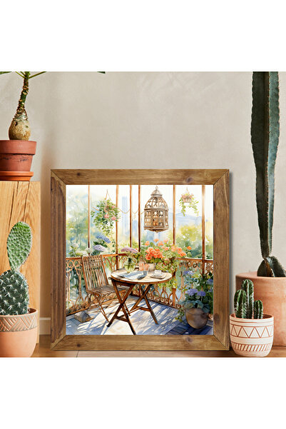 Tuba Decor Tablou pătrat cu ramă din lemn pentru balcon cald