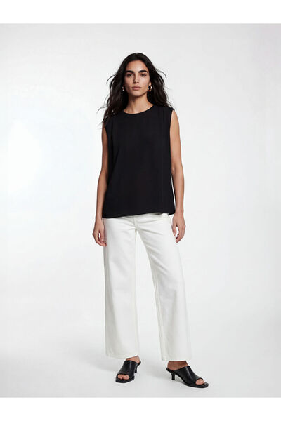 LC Waikiki White High Waist Wideleg Women's Jean Trousers