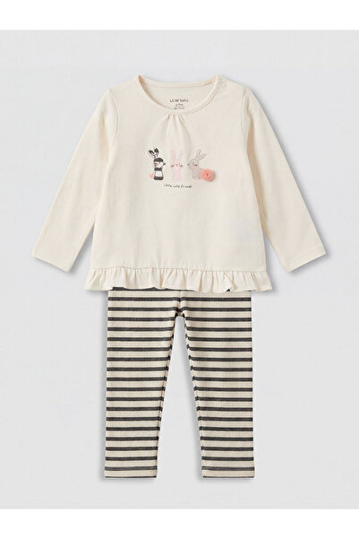 LC Waikiki Printed Baby Girl Blouse and Leggings
