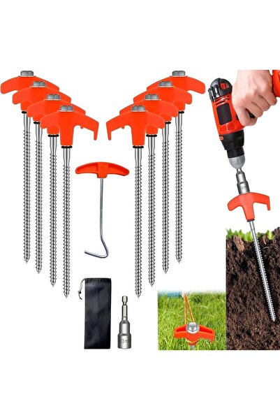 Arabest 8 Pack 8" Screw in Tent Stakes Heavy Duty Ground Anchors,with Hex Hea...