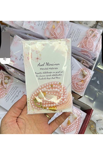 zeynep 50 adet kartlı hediyelik mevlid tesbih (konsepte uygun kart tasarımı y...