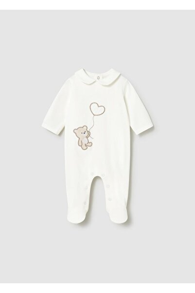 MAYORAL Newborn Baby Girl Combed Cotton Jumpsuit Cream