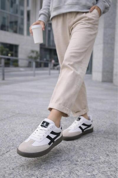 inanayakkabı Alb Negru Femei sneakerși N-3272