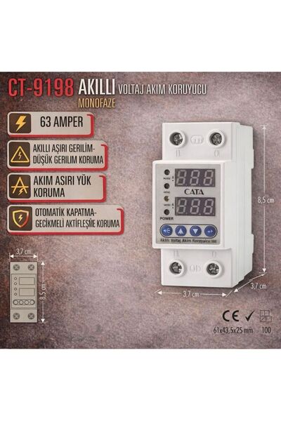 mny elektrik CT -9198 AKILLI VOLTAJ AKIM KORUYUCU MONOFAZE 63A