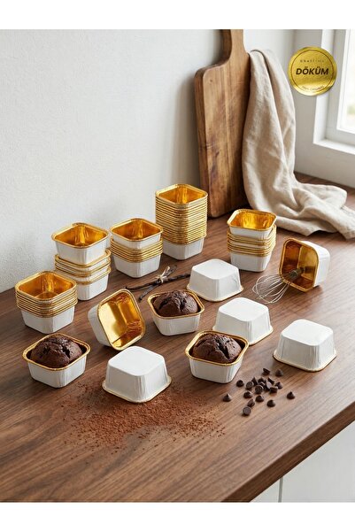 CHEFTİME Premium Beyaz Kare Muffin Kek Kalıbı | 24 Adet