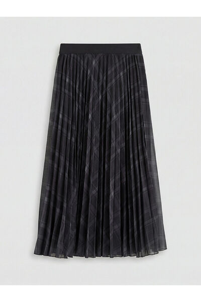 LC Waikiki Seray Νέα Σεζόν Καρό Πλισέ Φούστα με Ελαστική Μέση