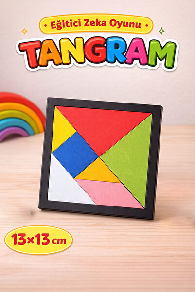 metafortoys Ahşap Tangram Zeka Oyunu 13x13 cm – Çocuklar İçin Eğitici Geometr...