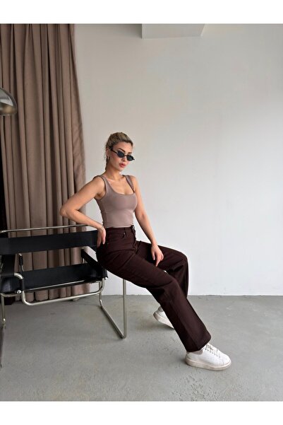 FIREVOGUE Acıkahve Straight Ribbed Jean