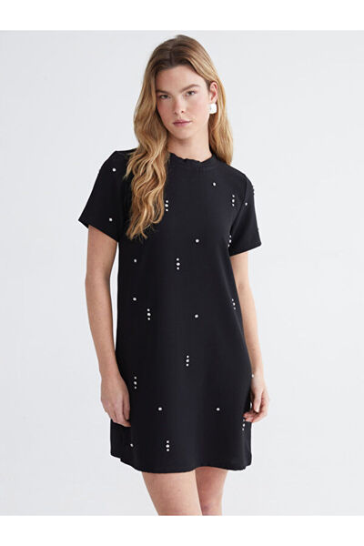 LC Waikiki Timeless Clothing & Zamansız Seçimler Sıfır Roba Yaka Taşlı Mini E...