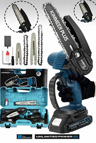 KİMMEER PLUS 21V Çift Akülü Dal Budama Makinesi El Testeresi Kesim Motoru