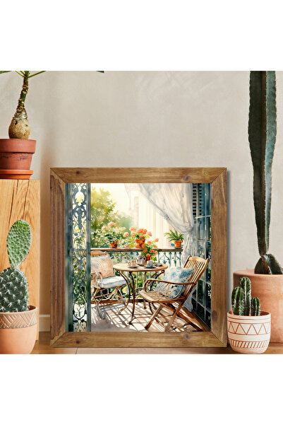 Tuba Decor Tablou pătrat cu ramă din lemn pentru balcon cald