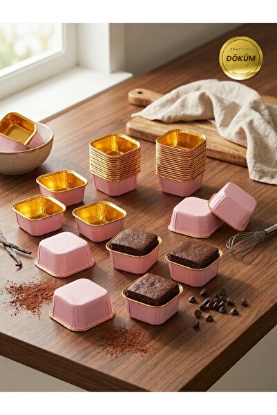 CHEFTİME Premium Rose Kare Muffin Kek Kalıbı | 24 Adet