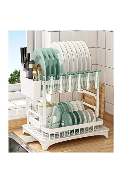 KEKE 2-Tier Dish Drying Rack With Drain Board
