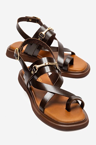 Zeynep Sıradağlı Kane Women's Genuine Leather Vageta Sandals Brown