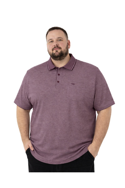 BattalModa Erkek Büyük Beden Bordo Polo Yaka Kısa Kollu Pike Tişört 3XL-4XL-5...