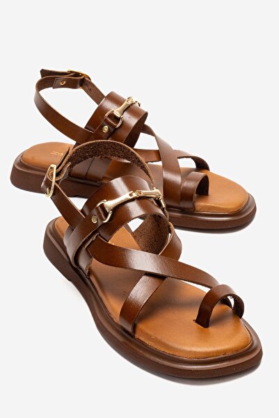 Zeynep Sıradağlı Kane Women's piele naturală Flip Flops sandale Tan – Antique...