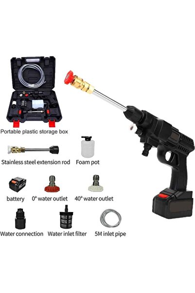 Alim Portable Washer Gun 128V 2 batteries Handheld Gun Nozzles,Hose,Rechargab...