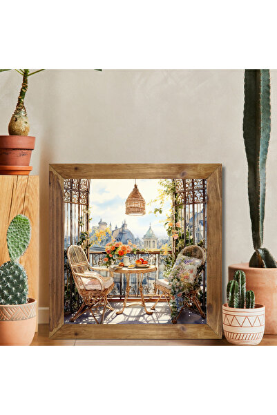 Tuba Decor Tablou pătrat cu ramă din lemn pentru balcon cald