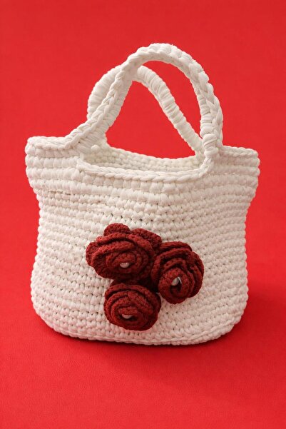 PIRIL El Yapımı El Emeği Penye İp Örgü Kadın El Çanta (25x23)