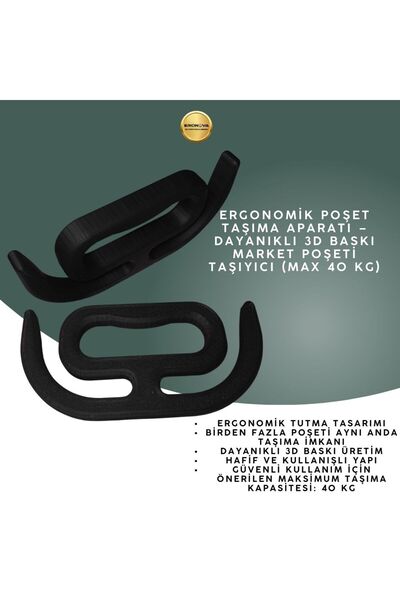 Ercinova Ergonomik Poşet Taşıma Aparatı – Dayanıklı 3D Baskı Market Poşeti Ta...