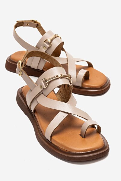 Zeynep Sıradağlı Kane Femei piele naturală Vageta sandale Bej