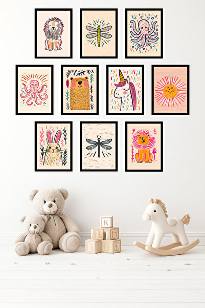 UNT 10-Piece Frame-Looking Pastel Cute Animals, Unicorn Themed Painting Set –...