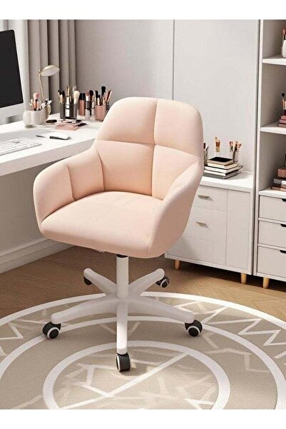 Generic كرسي مكياج، كرسي استرخاء عصري دوار مريح وناعم بعجلات، مُنجّد بقماش ناعم