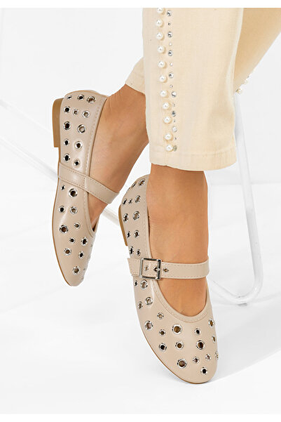 B T Shoes Μπαλαρίνες με λουράκι Φιόνια χακί