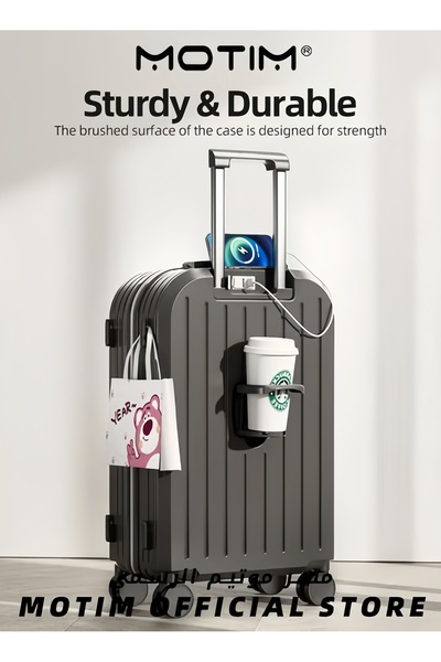 MOTIM 22in Travel Luggage Carry On Luggage with Spinner Wheels Aluminum Framed Carry On Suitcase