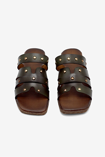 Tonny Black Women's Green Thermo Sole Flat Buckle Detail Slipper