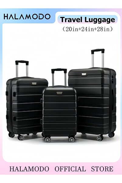 HALAMODO 3pcs 20+24+28inch Luggage Set Carry On Luggage Lightweight Travel Ba...