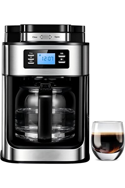 AZZHAAR Drip Coffee Maker with Grinder, 1L 10-Cup Filter Coffee Machine, 1050...