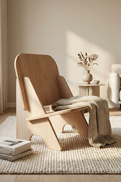 Wooden Studio Modern Ahşap Sandalye Ahşap Tasarım Dekoratif Salon & Ofis Sand...